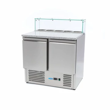Pizza előkészítő hűtött munkaasztal - 90cm - 285L