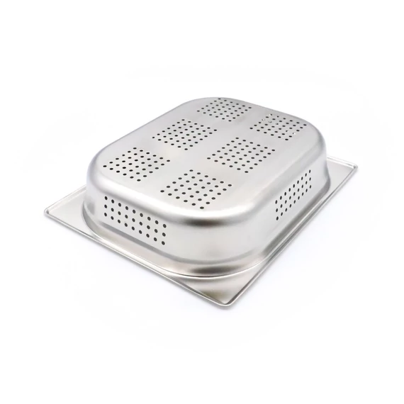 Gasztronorm tartály 1/2 GN - Perforált - 6,5cm mély - 32,5 x 26,5cm - Rozsdamentes acél