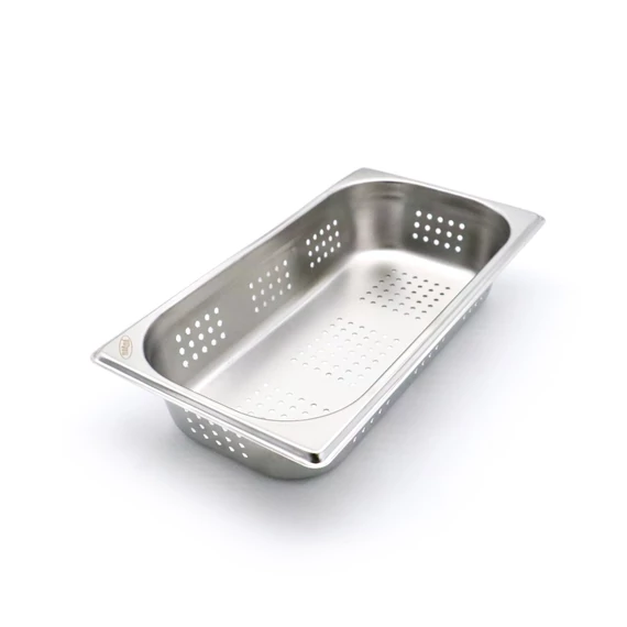 Gastronorm tartály 1/3 GN - Perforált - 6,5cm mély - 32,5 x 17,6cm - Rozsdamentes acél