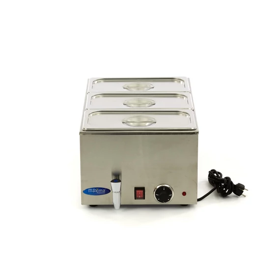 Bain Marie leeresztő csappal - 3 x 1/3 GN szettel együtt
