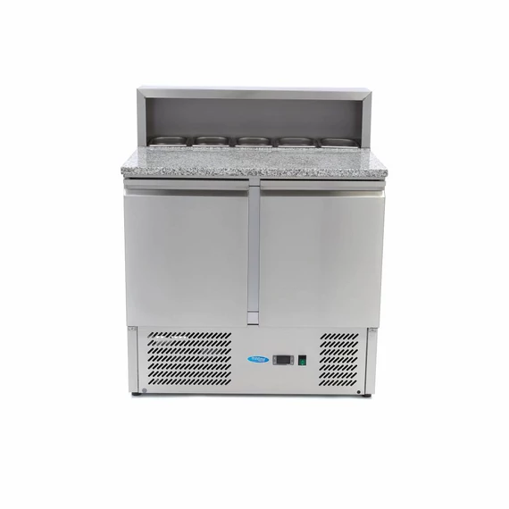 Pizza előkészítő hűtött munkaasztal 2 ajtóval - 90cm -285L