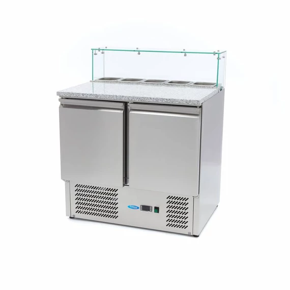 Pizza előkészítő hűtött munkaasztal - 90cm - 285L