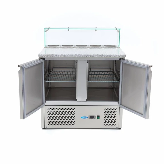 Pizza előkészítő hűtött munkaasztal - 90cm - 285L