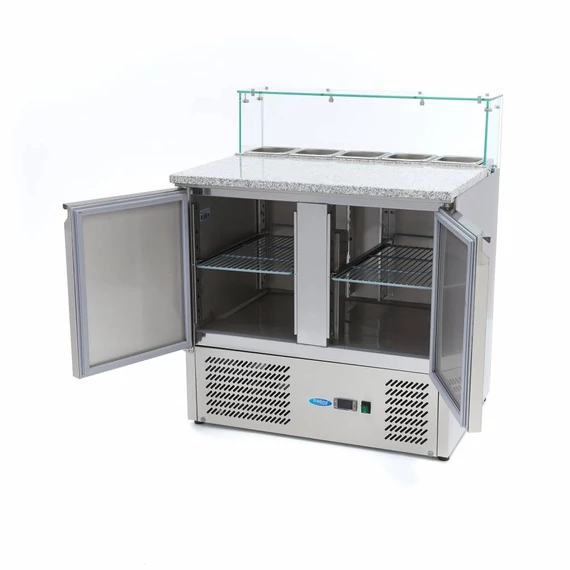 Pizza előkészítő hűtött munkaasztal - 90cm - 285L