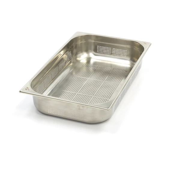 Gasztronorm tartály 1/1 GN - Perforált - 10cm mély - 53 x 32,5cm - Rozsdamentes acél