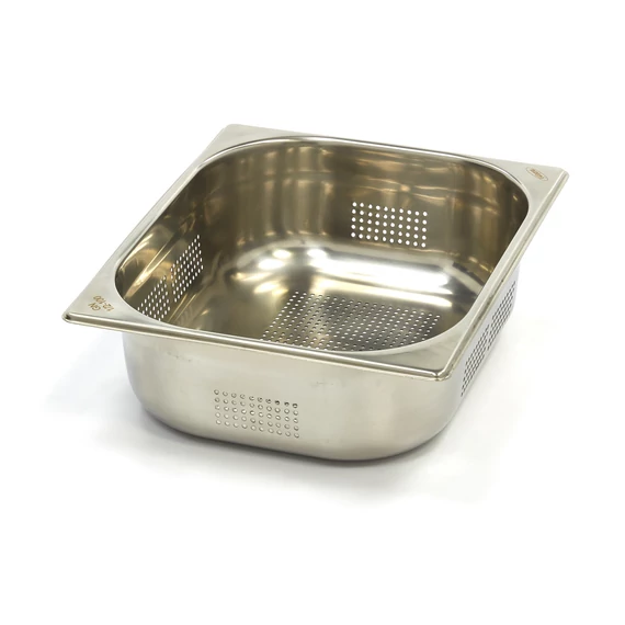 Gasztronorm tartály 1/2 GN - Perforált - 10cm mély - 32,5 x 26,5cm - Rozsdamentes acél