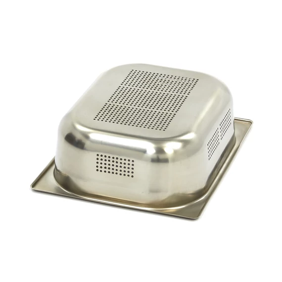 Gasztronorm tartály 1/2 GN - Perforált - 10cm mély - 32,5 x 26,5cm - Rozsdamentes acél
