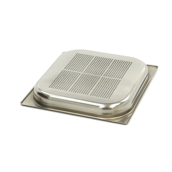 Gasztronorm tartály 2/3 GN - Perforált - 4cm mély - 32,5 x 35,4cm - Rozsdamentes acél