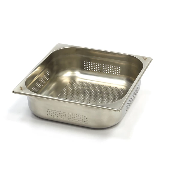 Gasztronorm tartály 2/3 GN - Perforált - 10cm mély - 32,5 x 35,4cm - Rozsdamentes acél