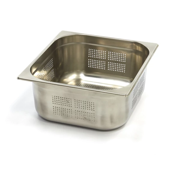 Gasztronorm tartály 2/3 GN - Perforált - 15cm mély - 32,5 x 35,4cm - Rozsdamentes acél