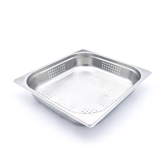 Gasztronorm tartály 2/3 GN - Perforált - 6,5cm mély - 32,5 x 35,4cm - Rozsdamentes acél