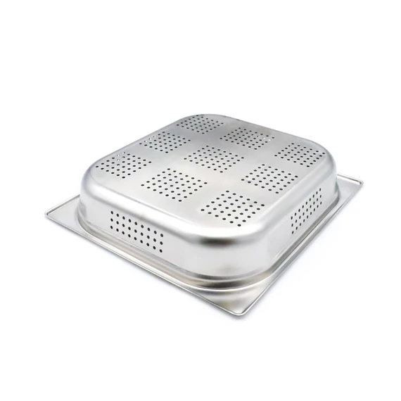 Gasztronorm tartály 2/3 GN - Perforált - 6,5cm mély - 32,5 x 35,4cm - Rozsdamentes acél